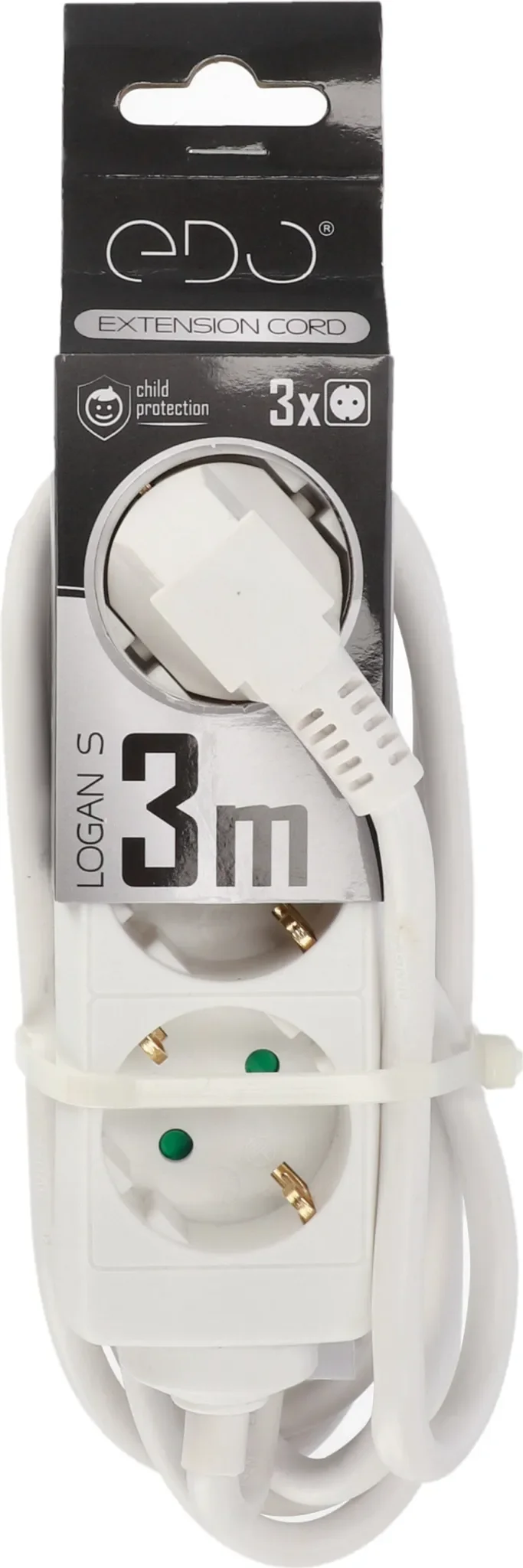 Steckdosenleiste LOGAN 3-fach – 3 m – Schuko – Weiß