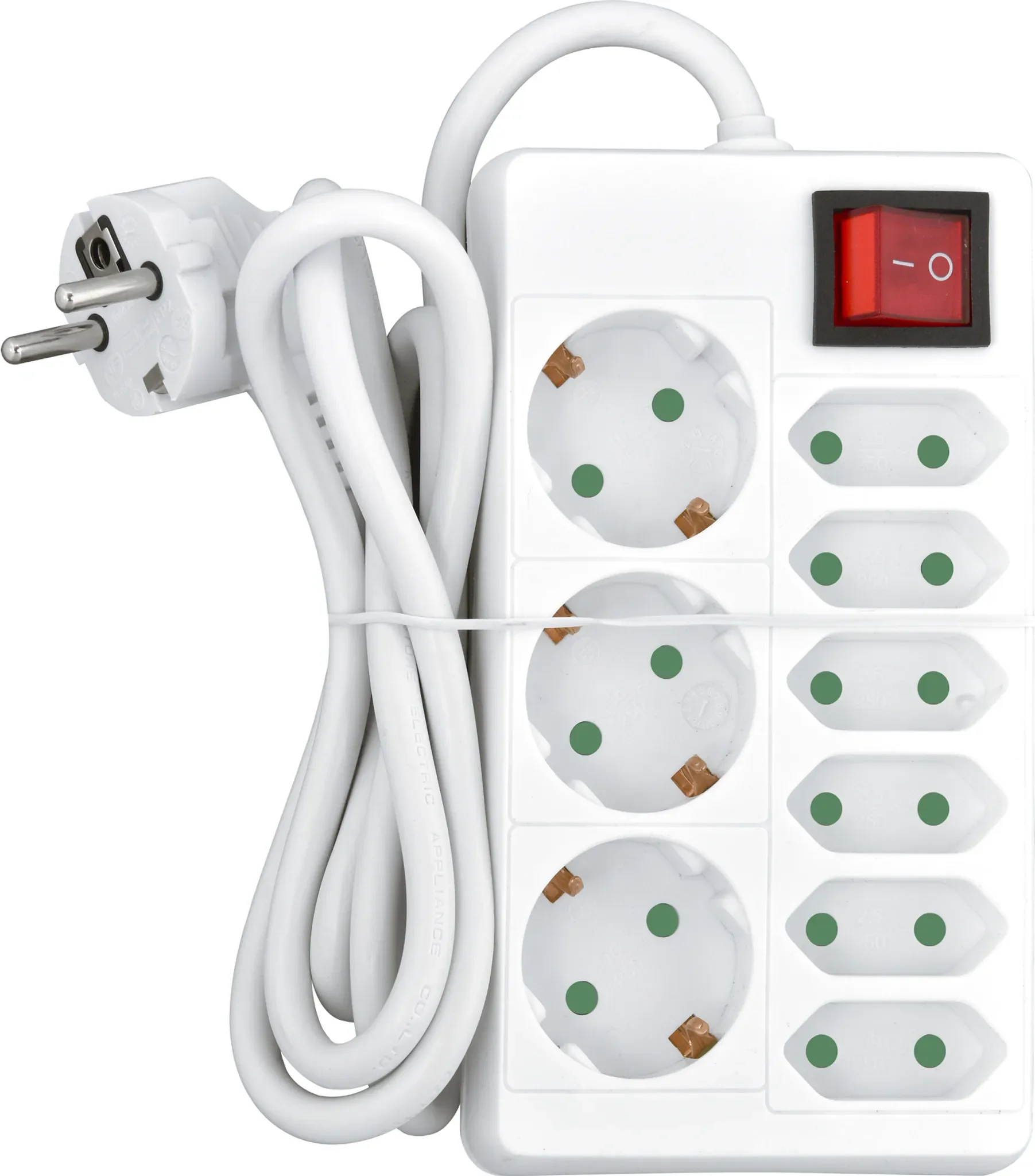 9-fach Tischsteckdose mit Kontrollschalter – 3× Schuko + 6× Euro – Kindersicherung