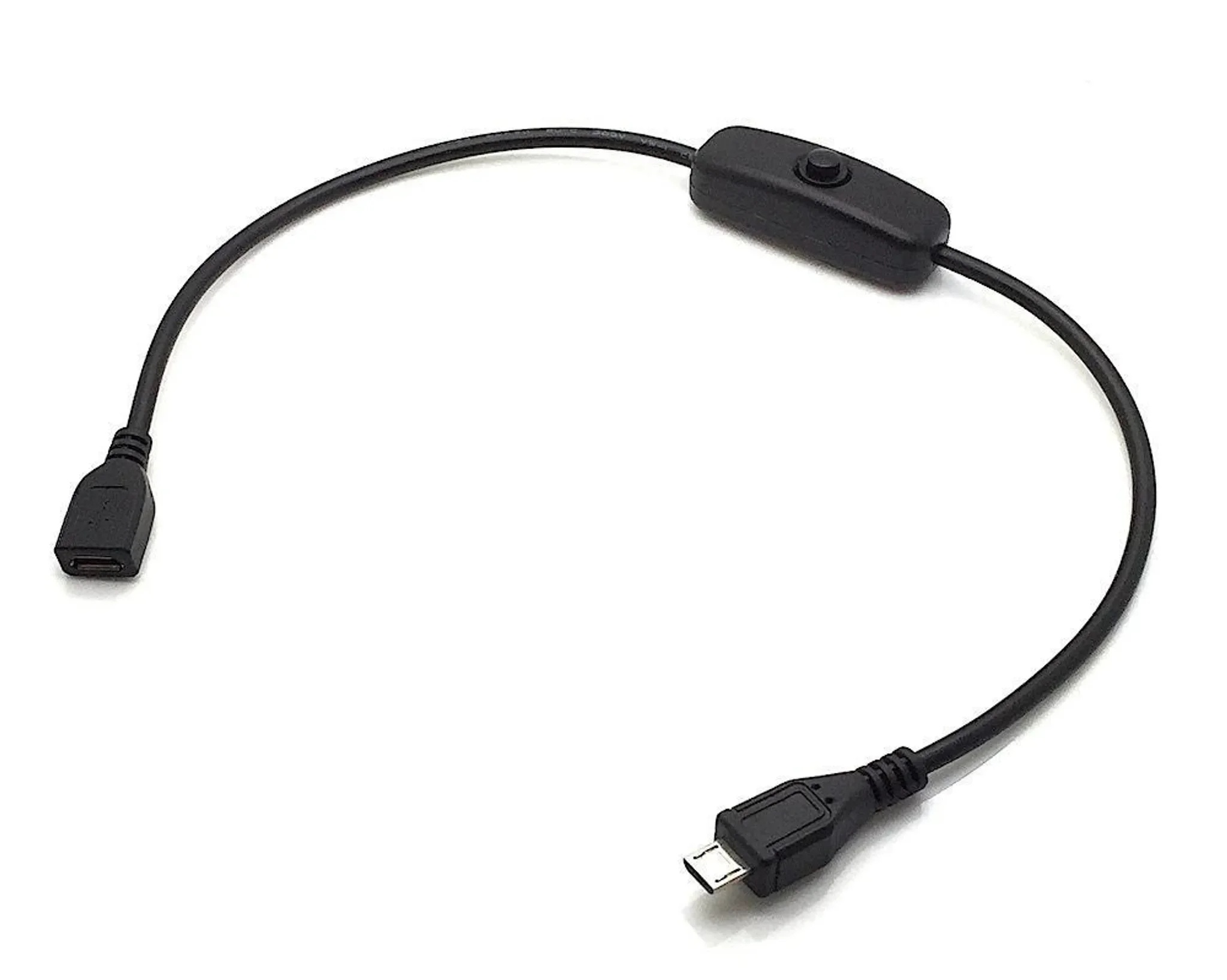 USB 2.0 DC-Kabel mit Schalter, Micro B Buchse – Micro B Stecker, 0,30 m, Schwarz