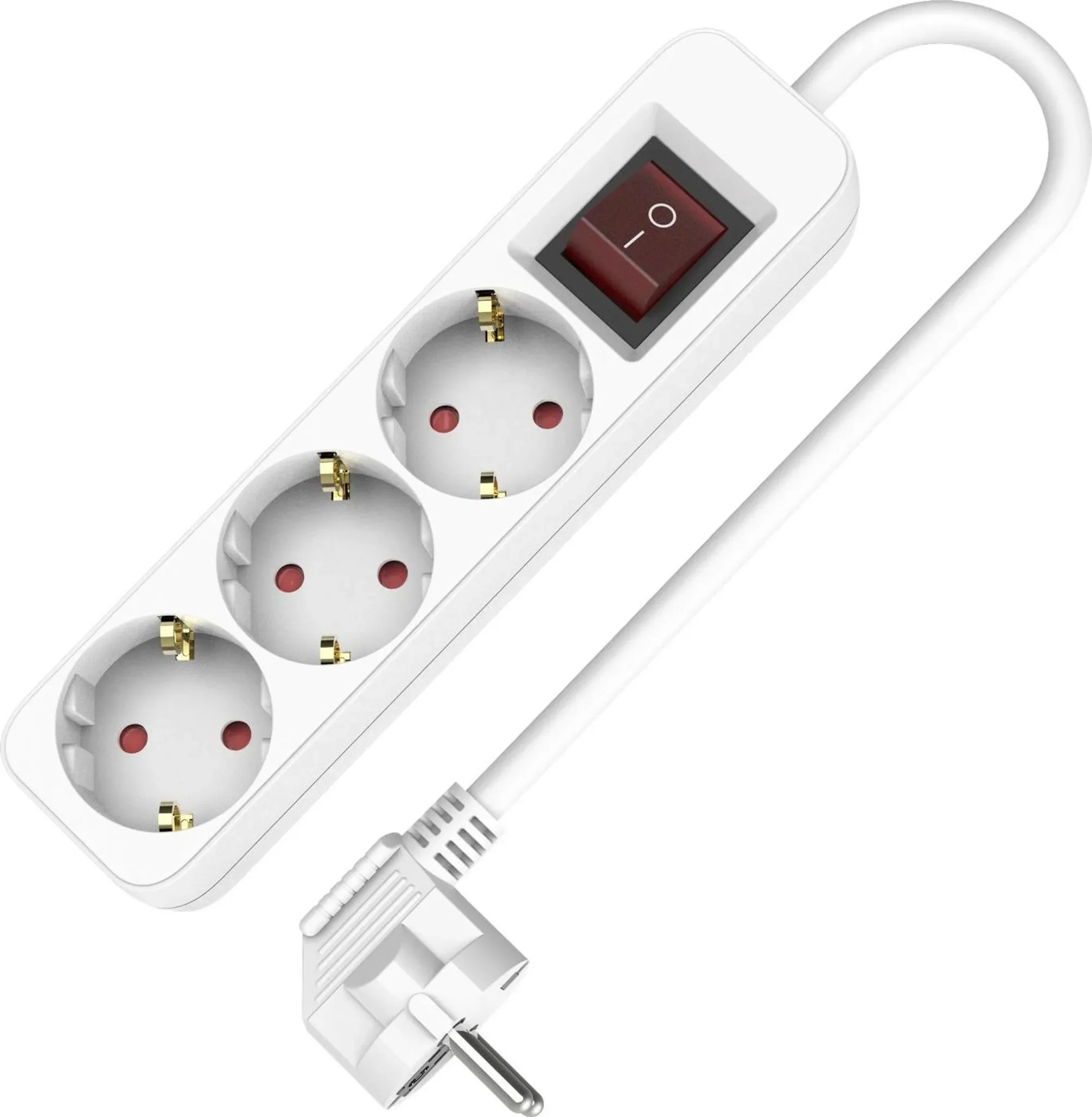 Steckdosenleiste 3-fach Schuko mit Schalter – 1,5 m – Weiß