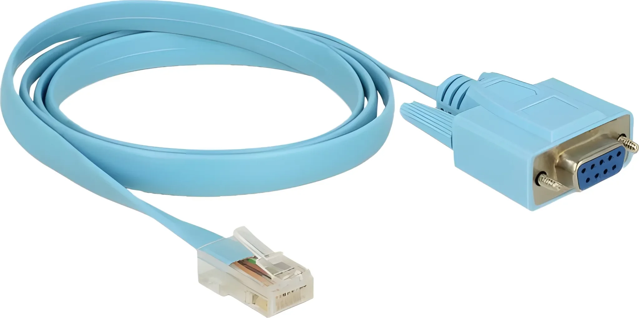 DELOCK RS-232 Adapter – DB9 Buchse auf 1x Seriell RS-232 RJ45 Stecker, 1 m, Blau