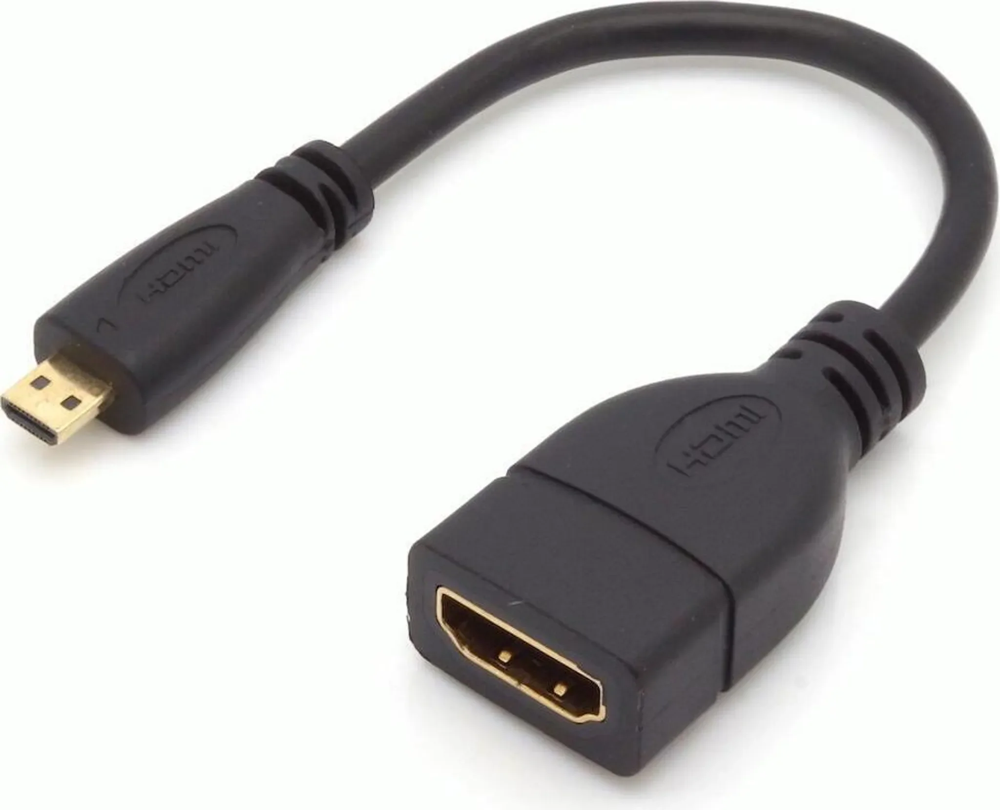 BerryBase Micro HDMI Adapterkabel – D-Stecker auf A-Buchse, 15 cm, Schwarz