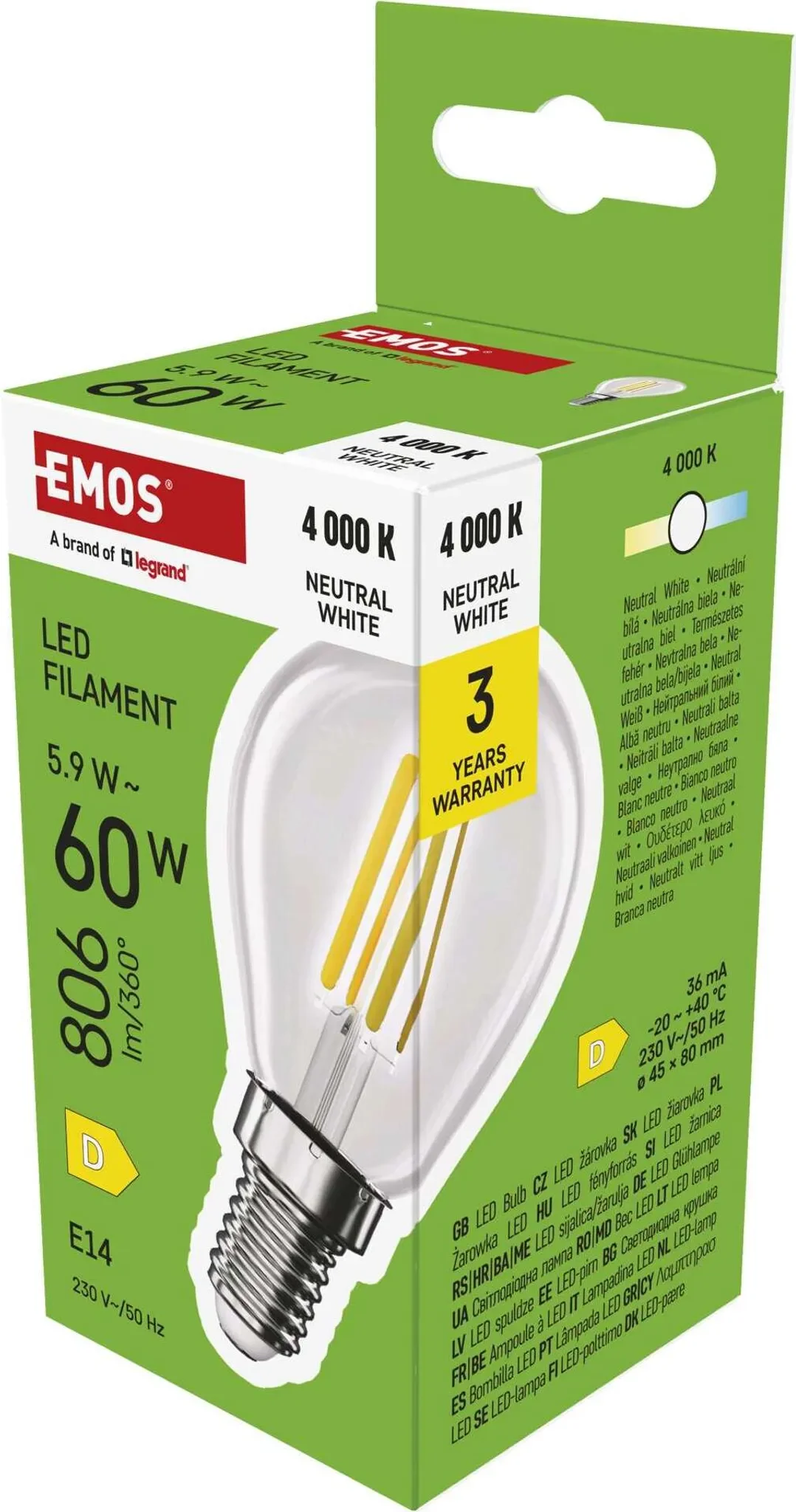 EMOS LED Lampe Edison MiniGlobe – 5,9 W E14, 4000 K neutralweiß