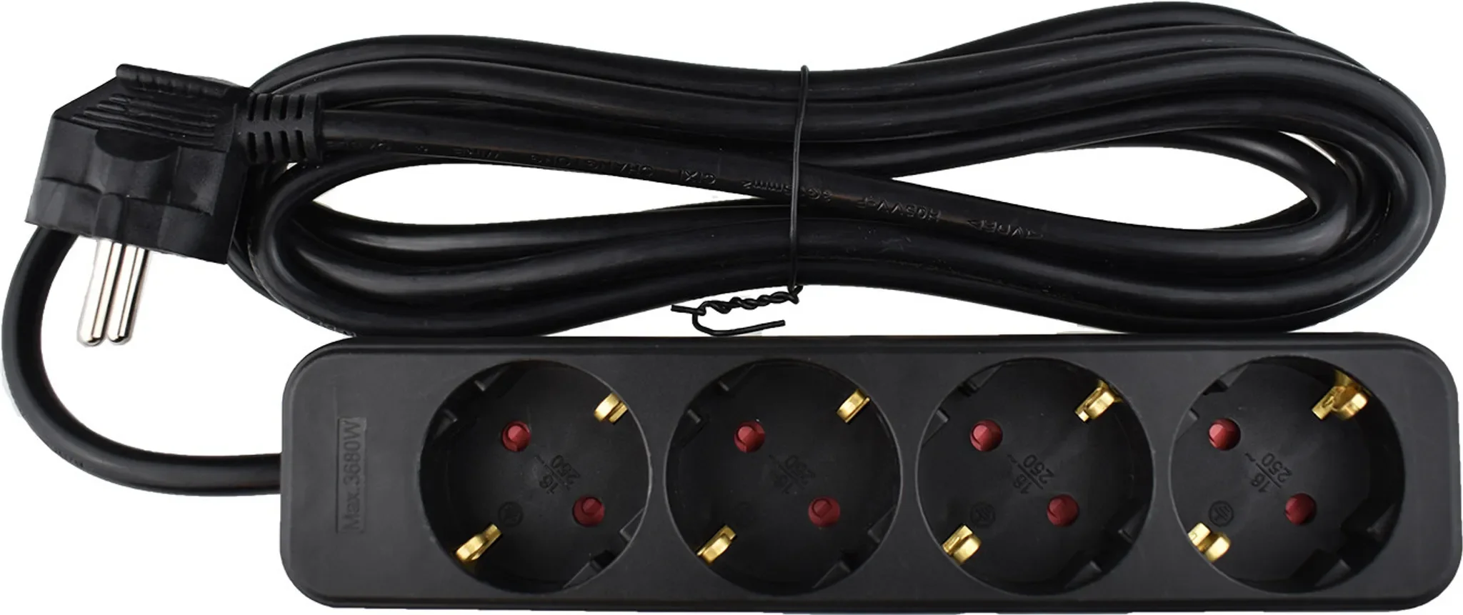 Steckdosenleiste 4-fach • 3 m • Schwarz