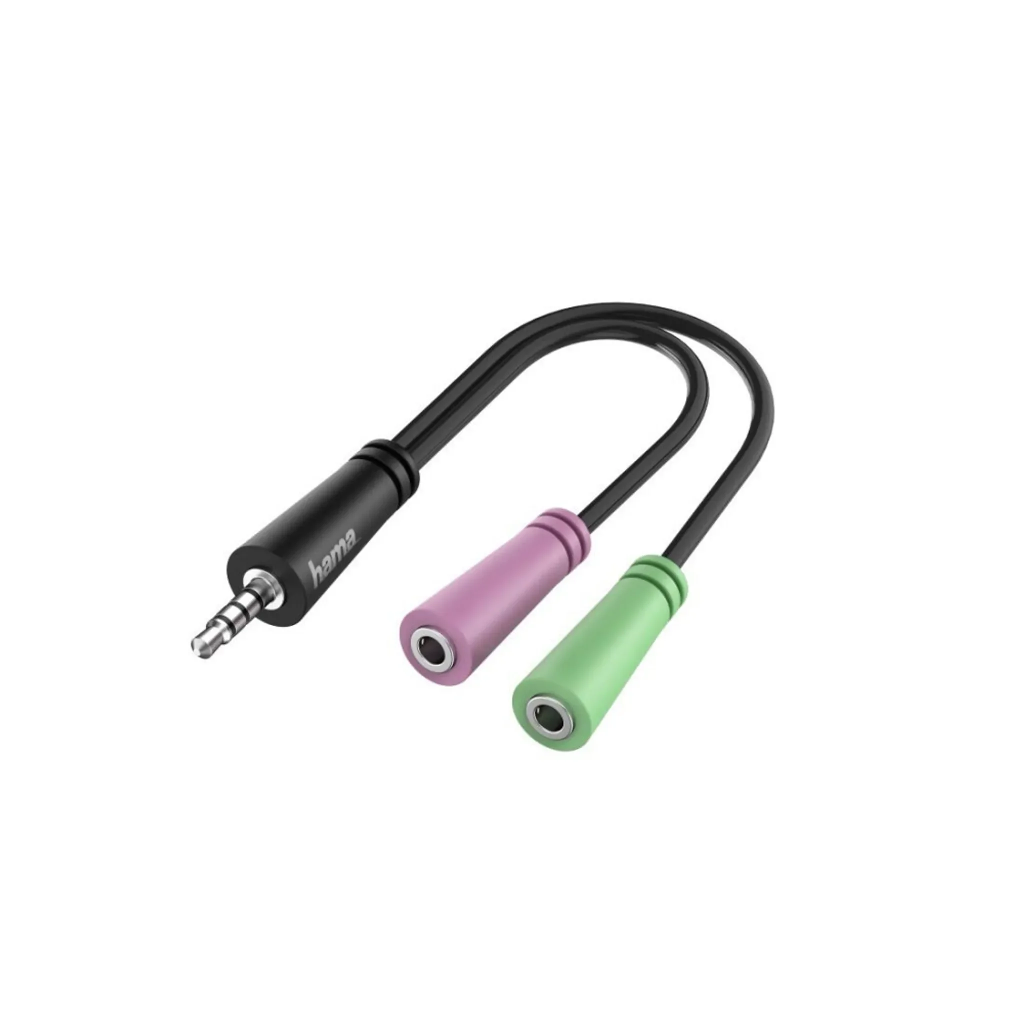 Audio-Adapter 4-pol. 3,5-mm-Klinke → 2× 3-pol. 3,5-mm-Klinke – 15 cm – Schwarz