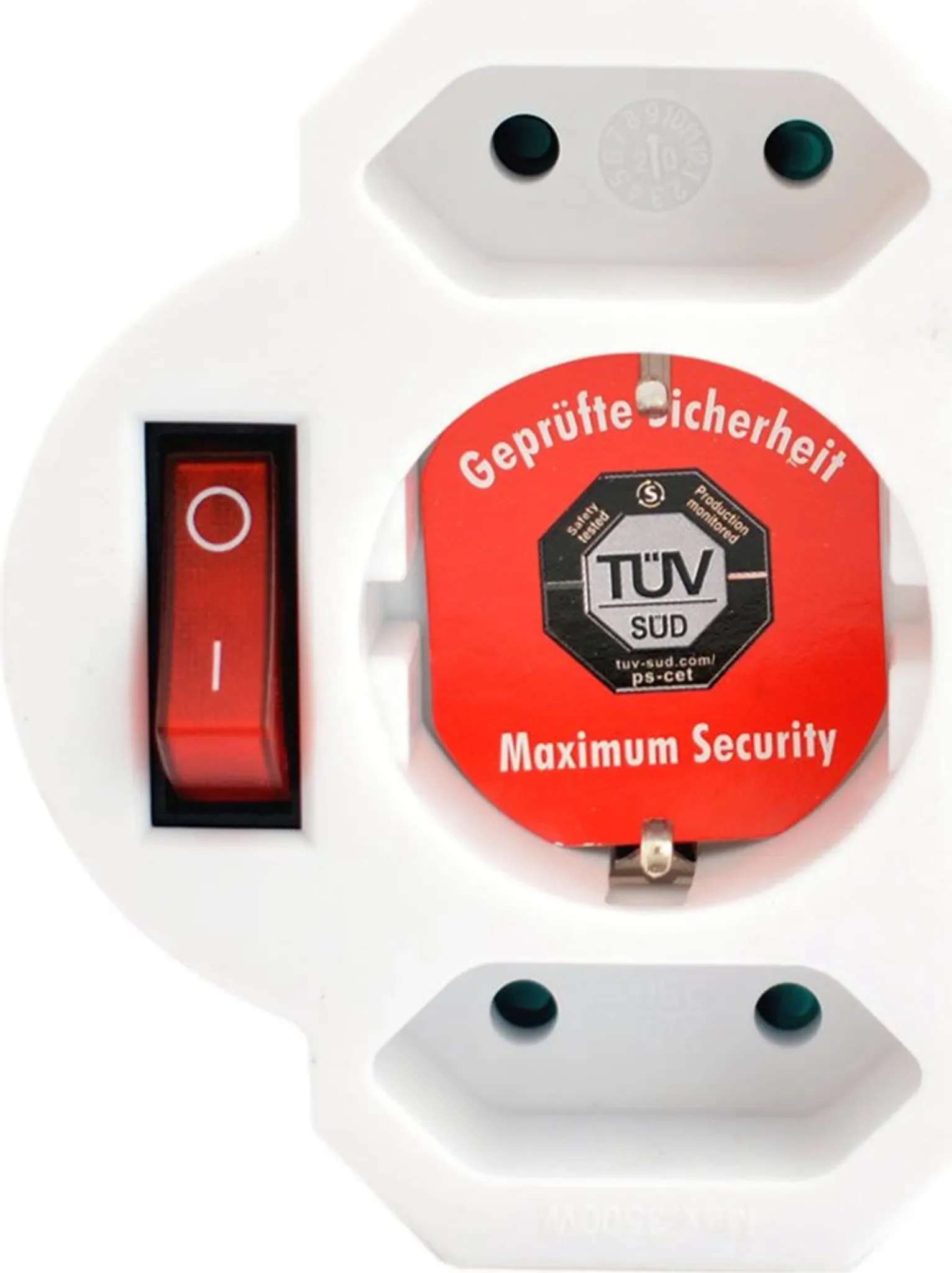 3-fach Steckdosenleiste mit Schalter – Typ C – Vertikal – Weiß