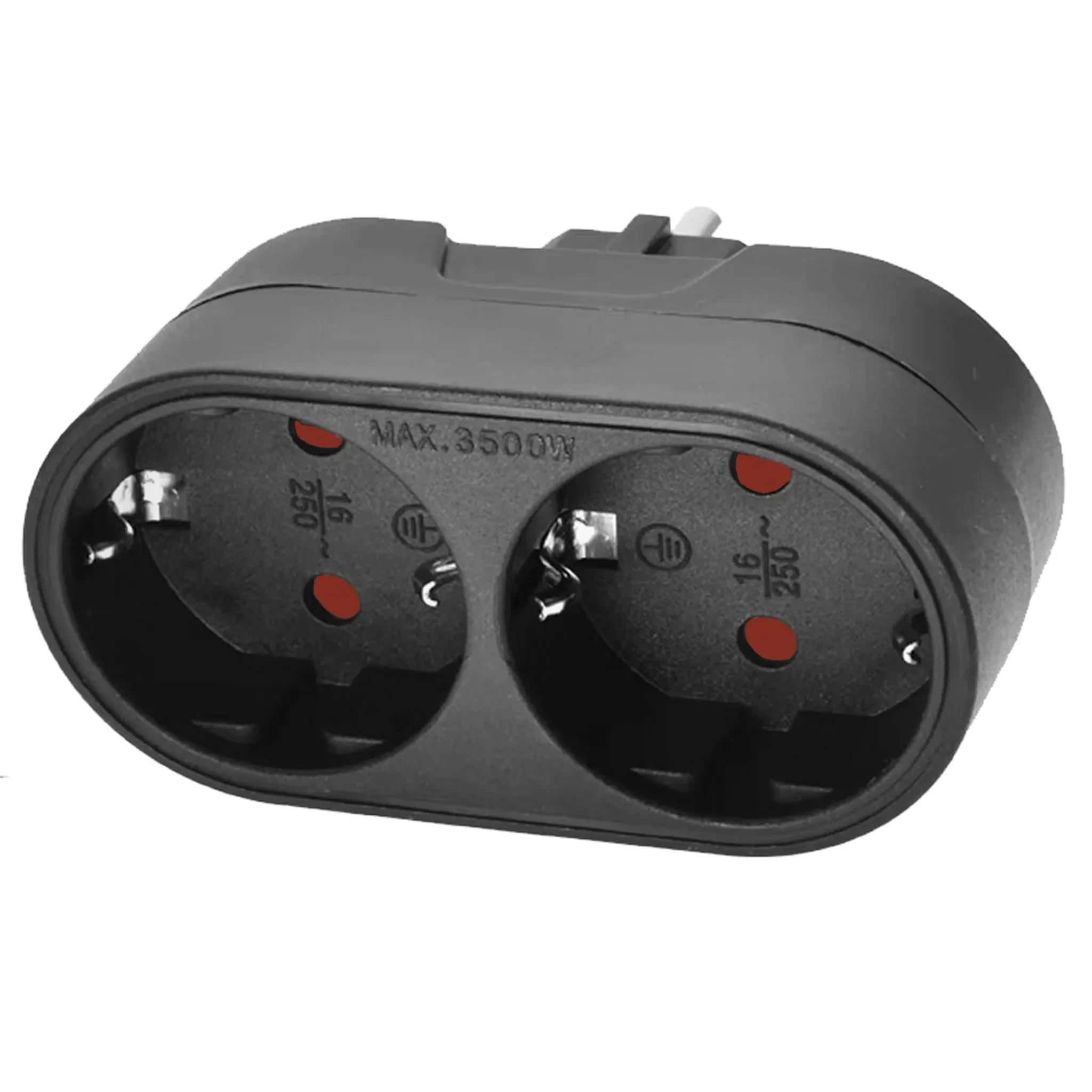 ORSEM Mehrfachsteckdose / Doppelstecker – 2× Schuko • 16A • 3500W • Schwarz